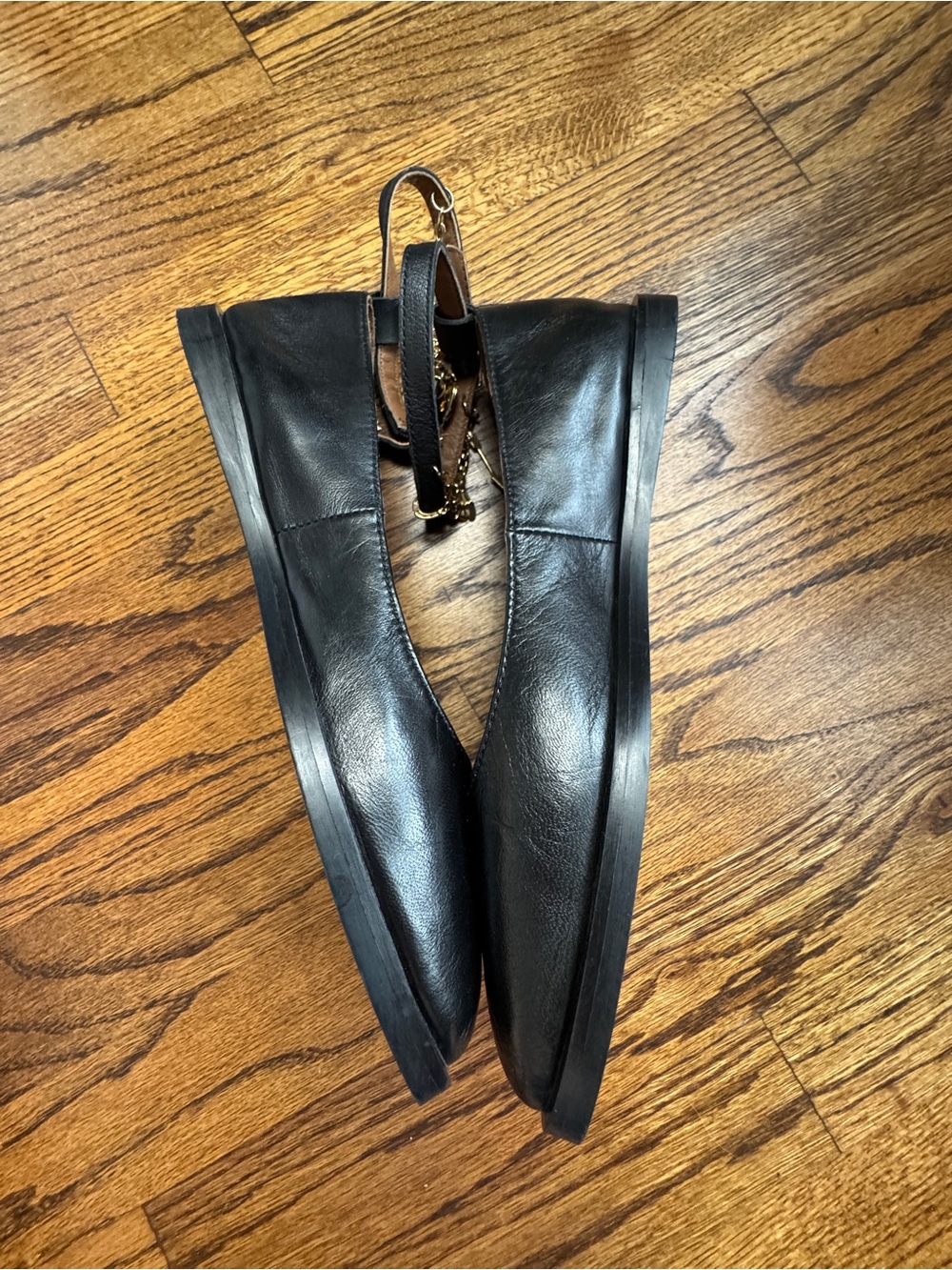 Free People Mystic Treasures Black Leather Charm Ankle Strap Ballet Flats Sz 7 - Picture 6 of 10